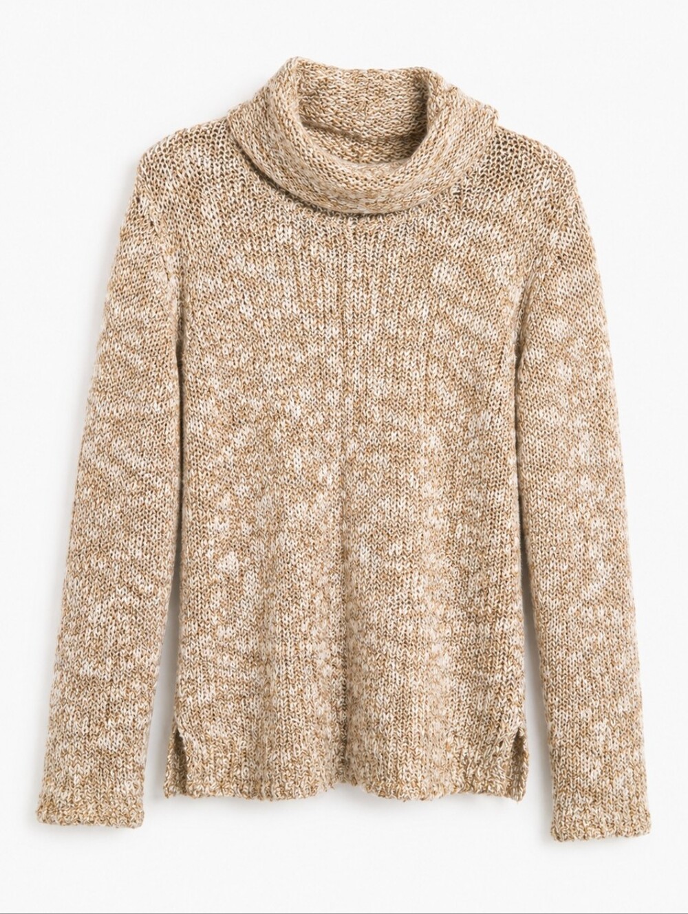 Vintage ​Coco Club Chunky Knit Turtleneck Sweater Marl Tan Beige Wool Blend